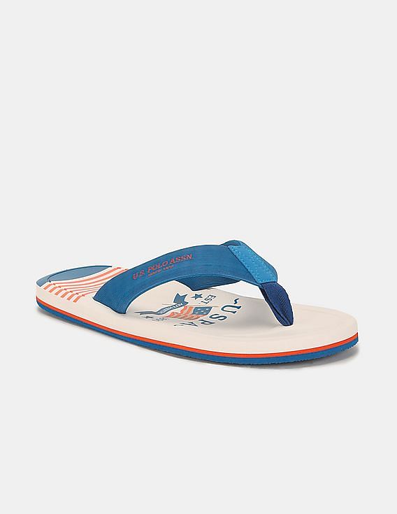 U.S. Polo Assn. Men V-Strap Striped Leon Flip Flops