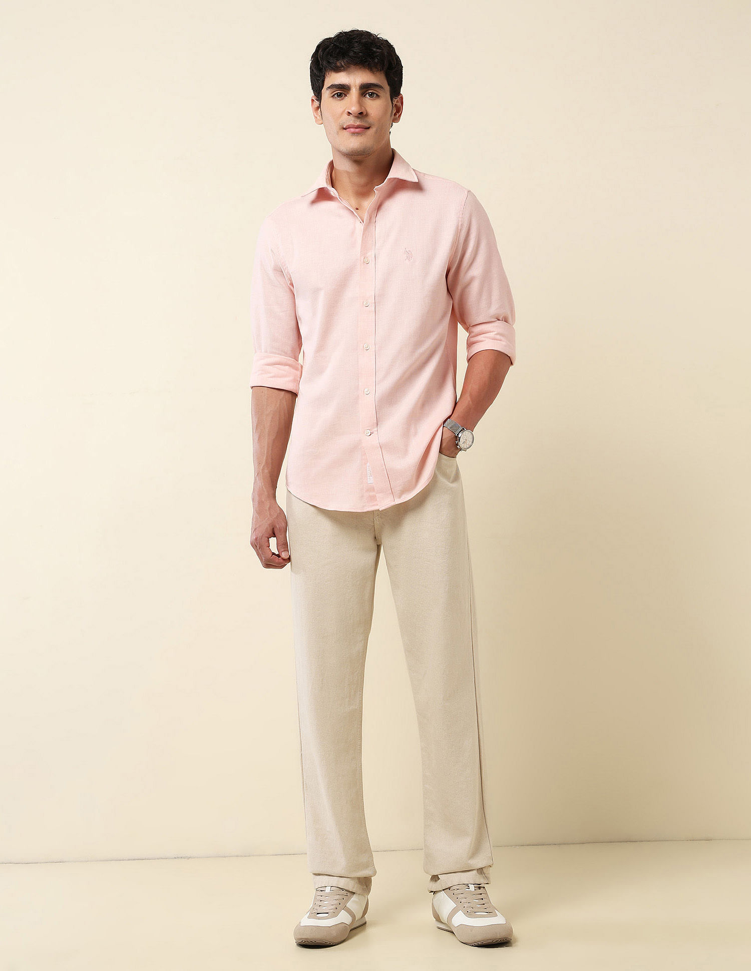 U.S. Polo Assn. Tailored Fit Pure Cotton Dobby Shirt