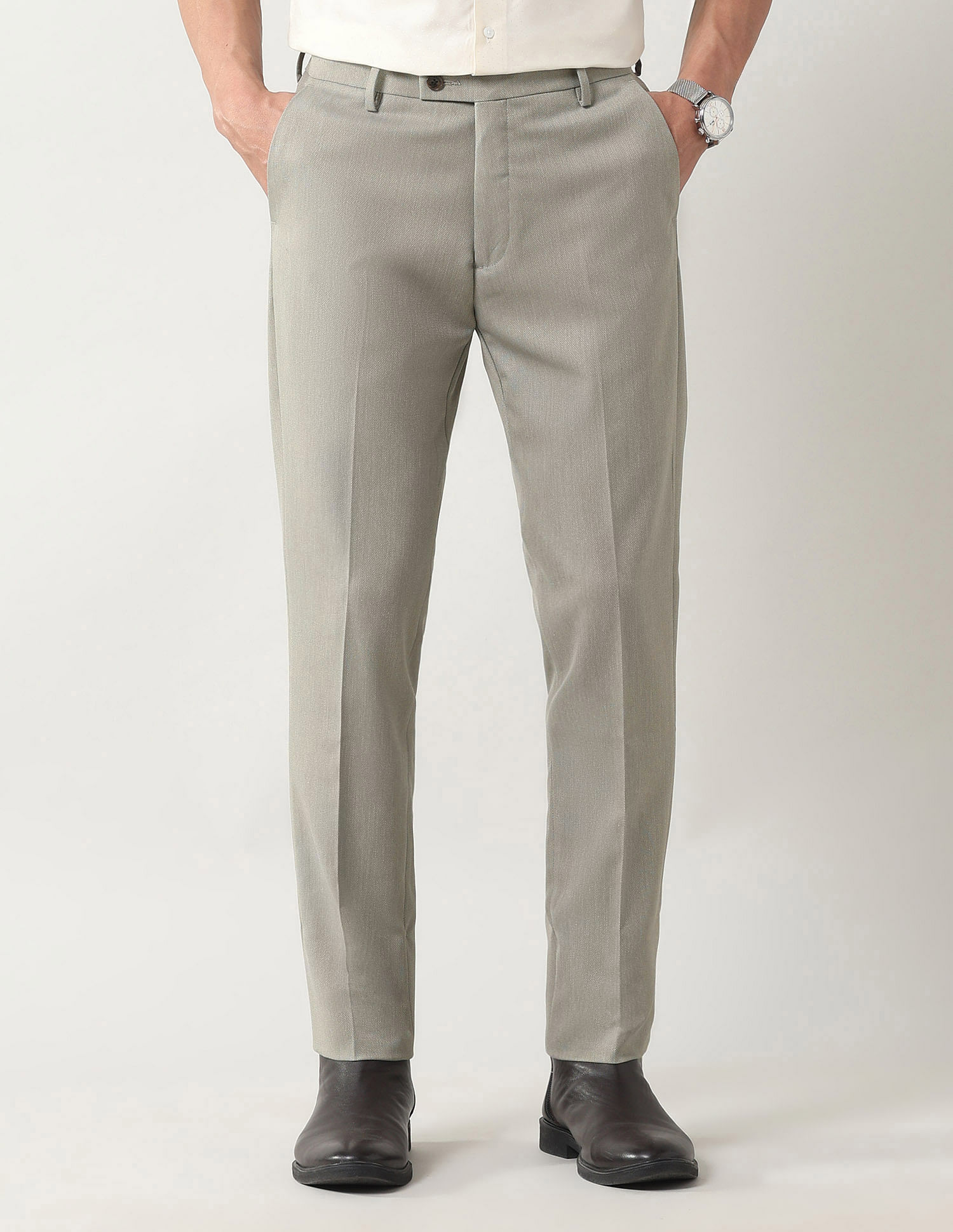 Arrow Slim Fit Textured Trousers