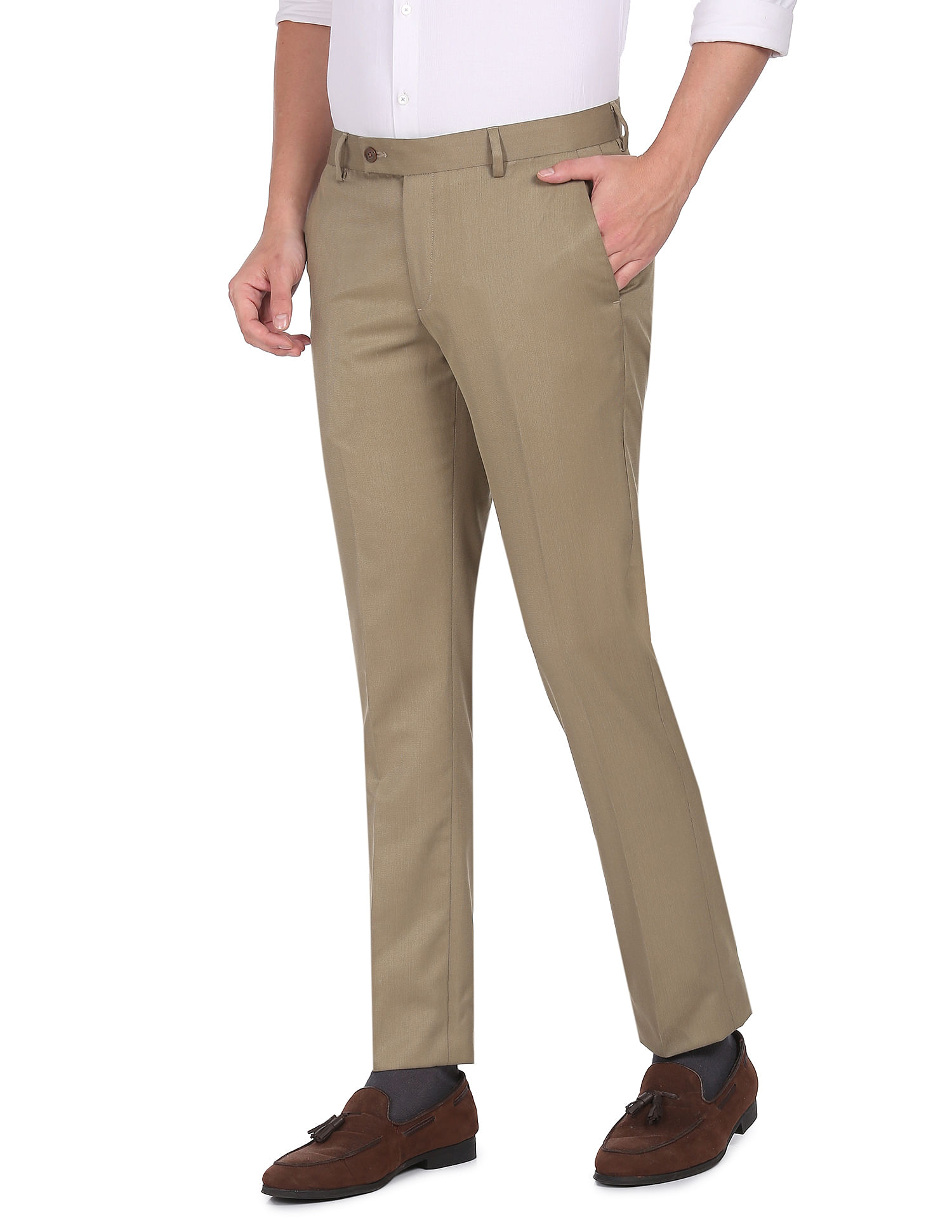 Minicoy Mens Slim Fit Khaki Formal Trouser for Men and Boys  Polyester  Viscose Bottom Formal Pants