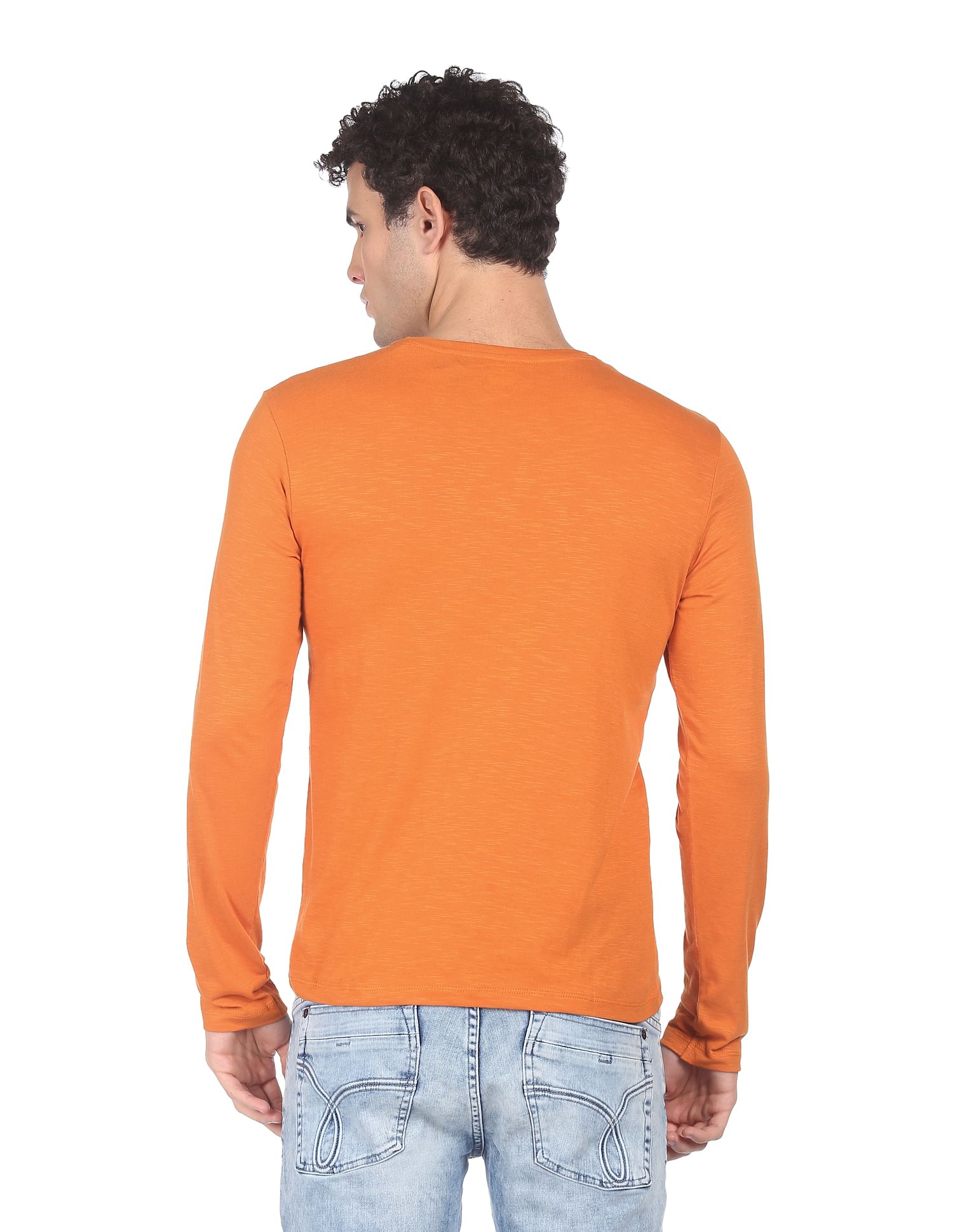 orange colour t shirt full sleeve