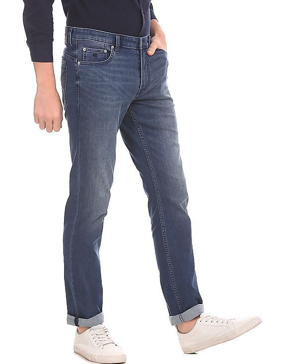 Calvin Klein Men Dark Blue Slim Fit Stone Wash 37.5 Jeans