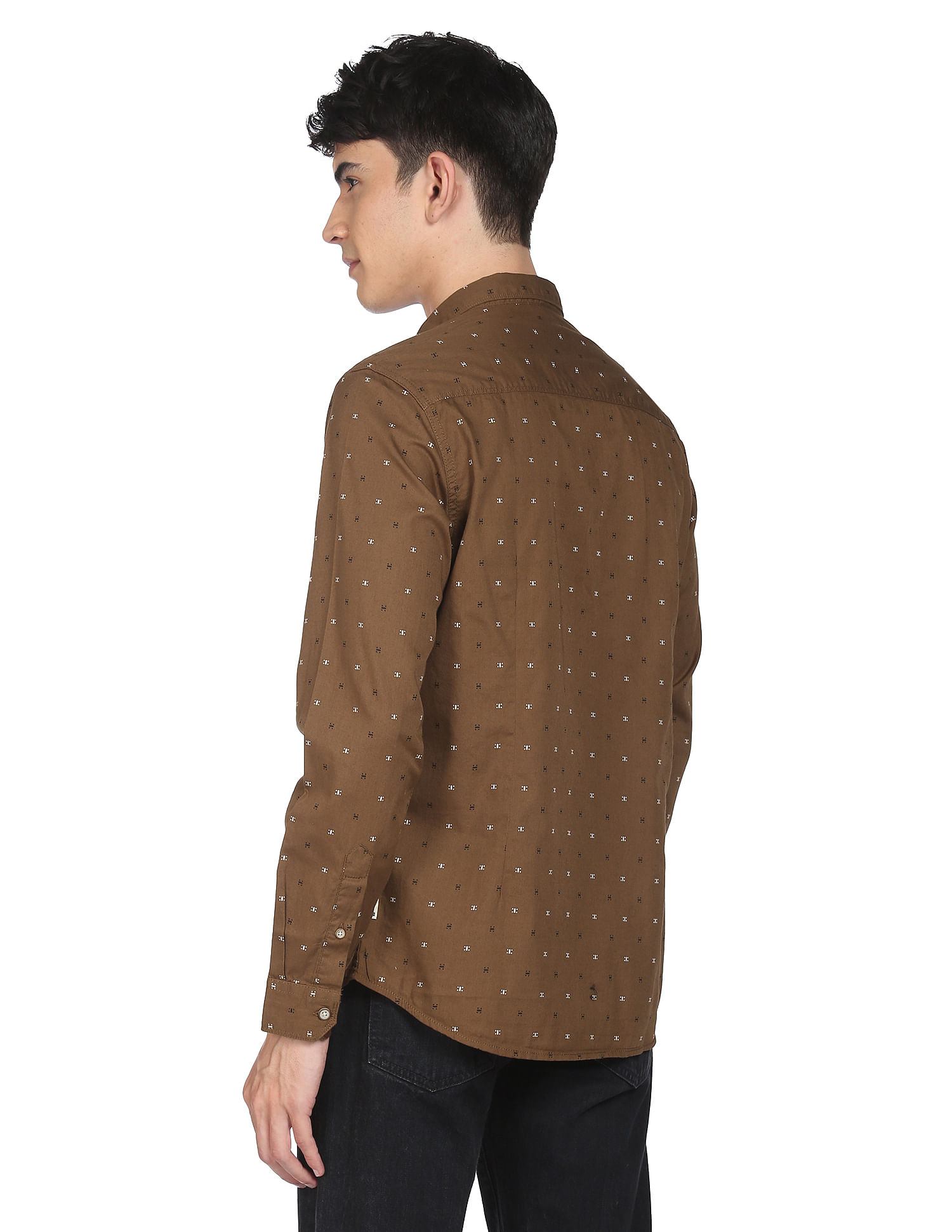 Flying Machine Cotton Geometric Print Shirt