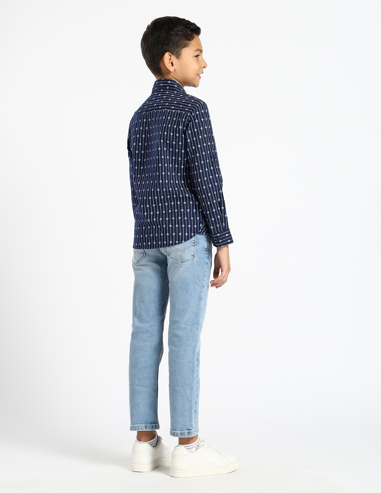 U.S. Polo Assn. Kids Boys Vertical Striped Oxford Shirt