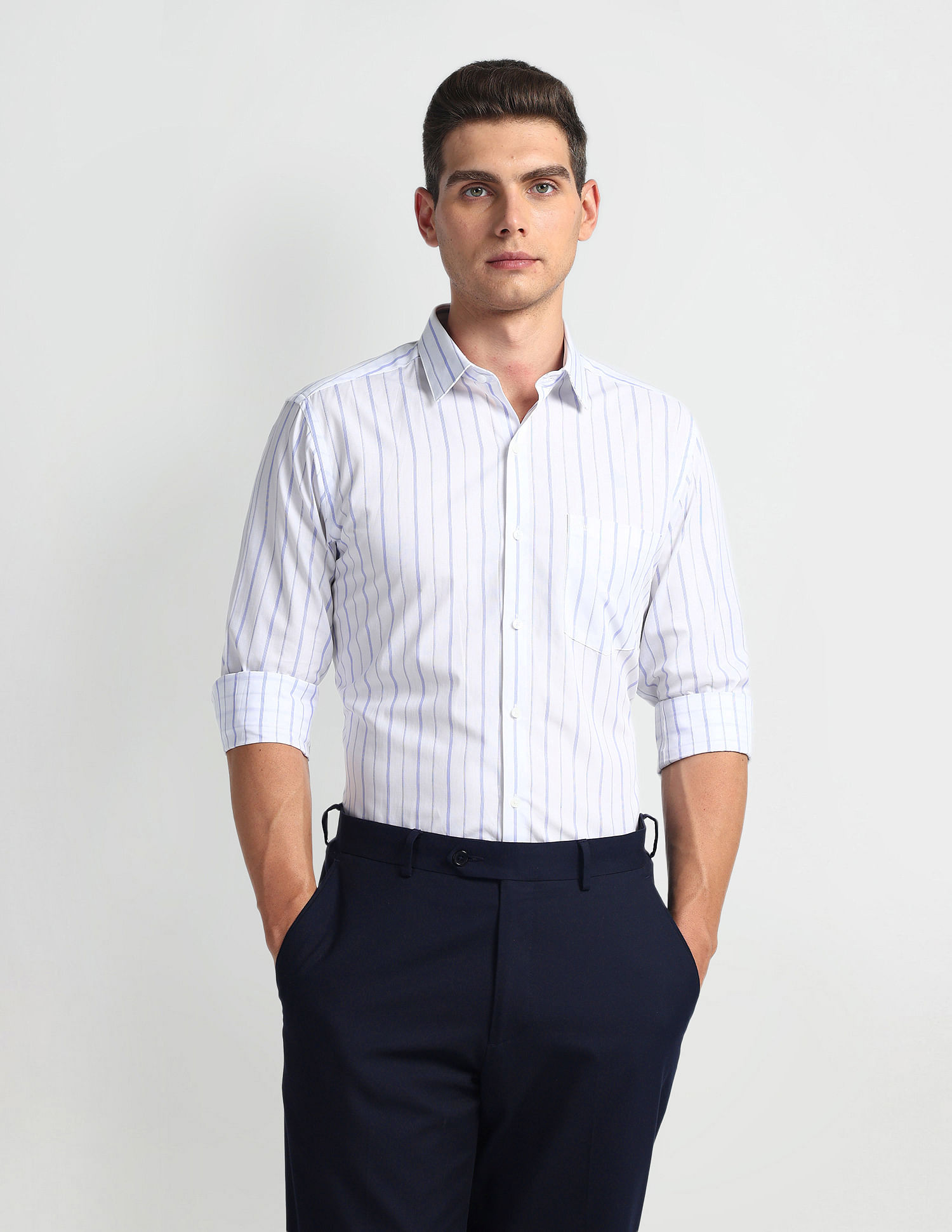 Arrow Vertical Stripe Cotton Shirt