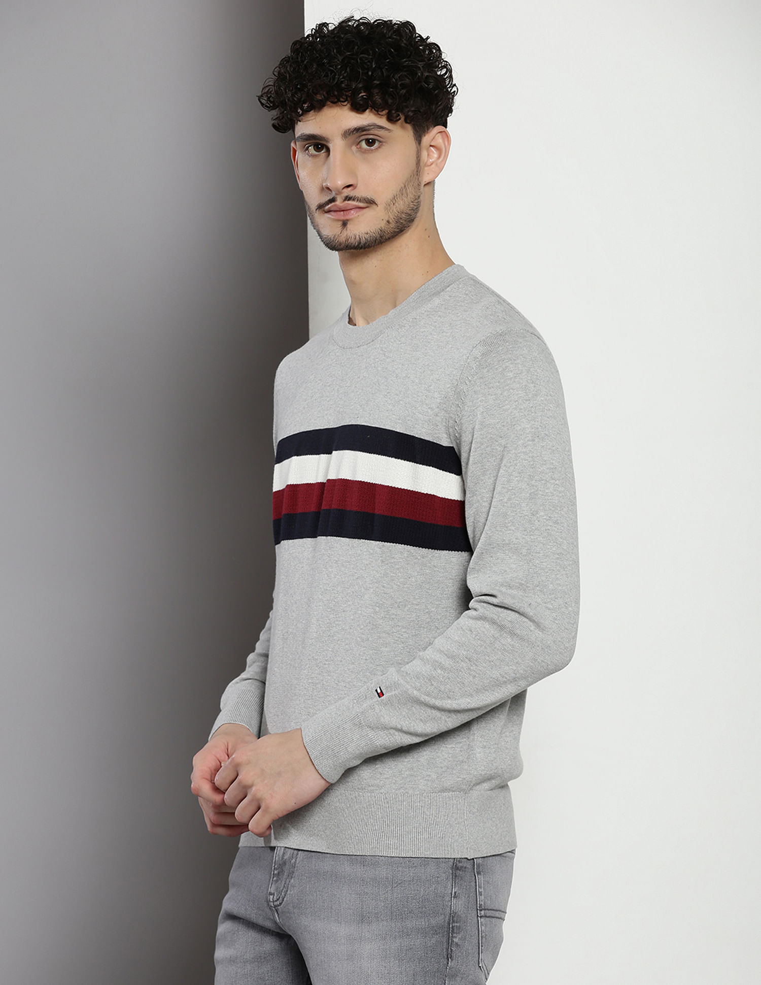 Tommy Hilfiger Transitional Cotton Brand Stripe Sweater