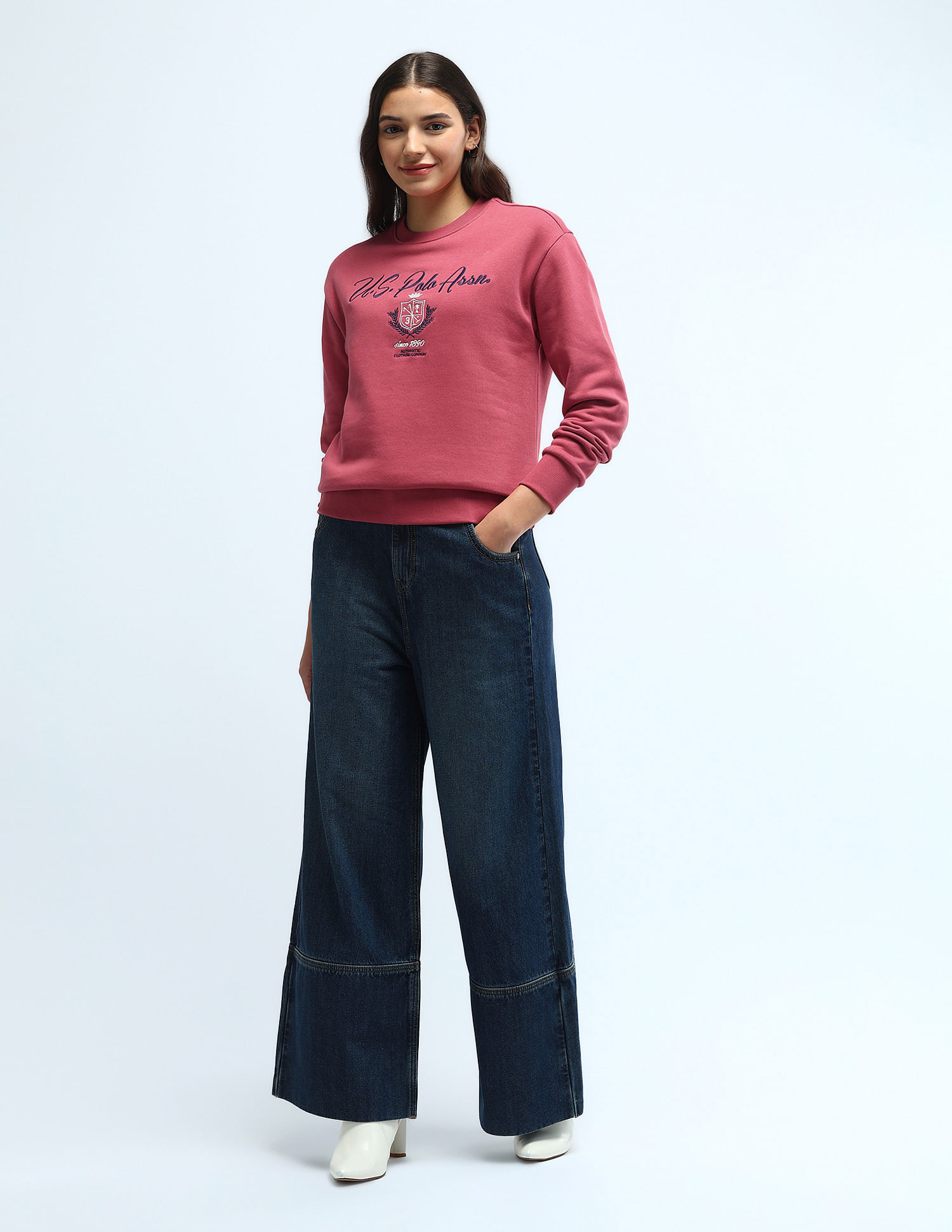 U.S. Polo Assn. Women Brand Printed Regular Fit Sweatshirt