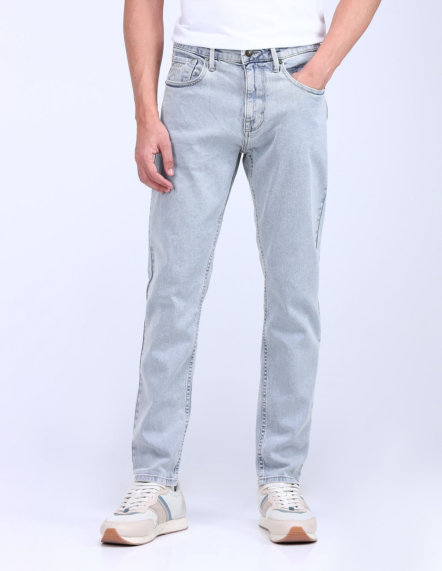 Flying Machine Slash Slim Tapered Bleached Jeans