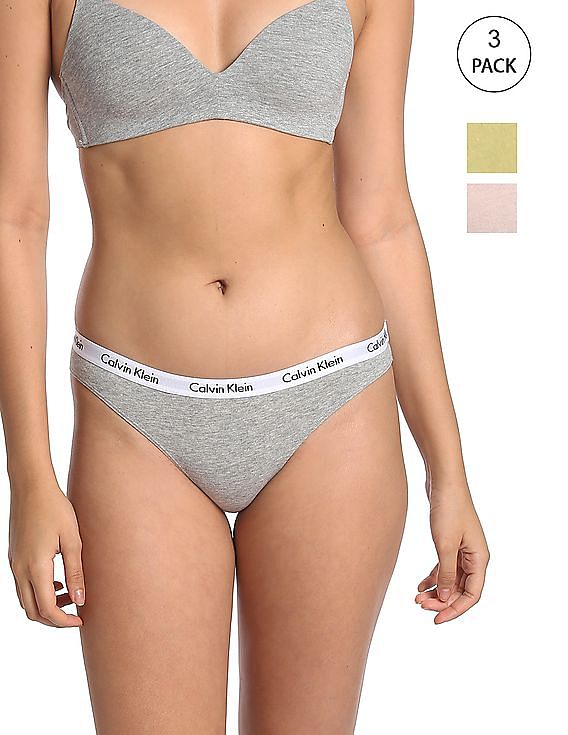 Buy Calvin Klein Underwear Women Assorted Mid Rise Solid Bikini Panties -  Pack Of 2 - NNNOW.com