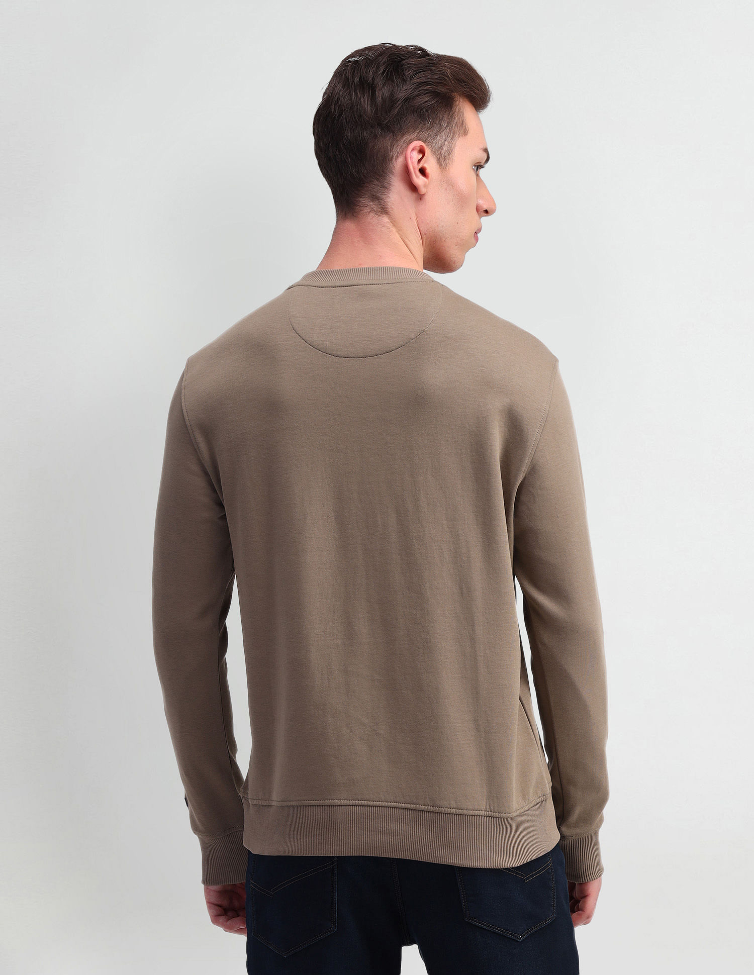 Arrow Sport Crew Neck Horizontal Striped Sweatshirt