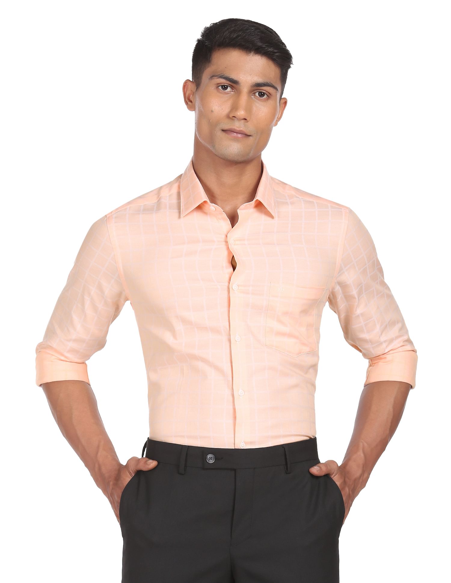 Arrow Windowpane Check Manhattan Slim Fit Shirt