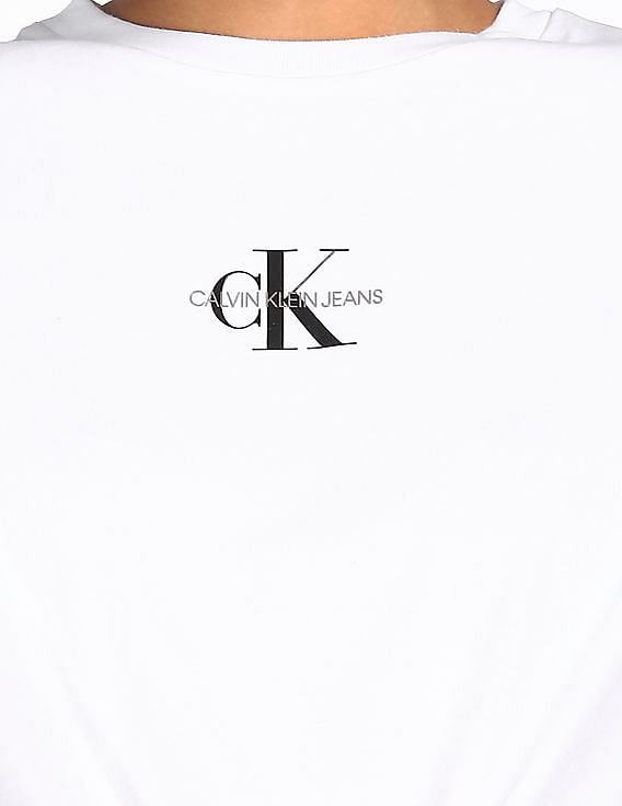 Calvin Klein Women White Crew Neck Logo T-Shirt