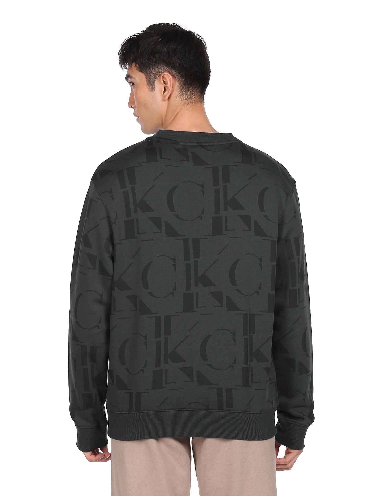 Calvin Klein Jeans sweatshirt with all over logo print black, ASOS
