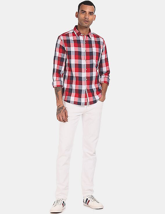 flying machine red check shirt