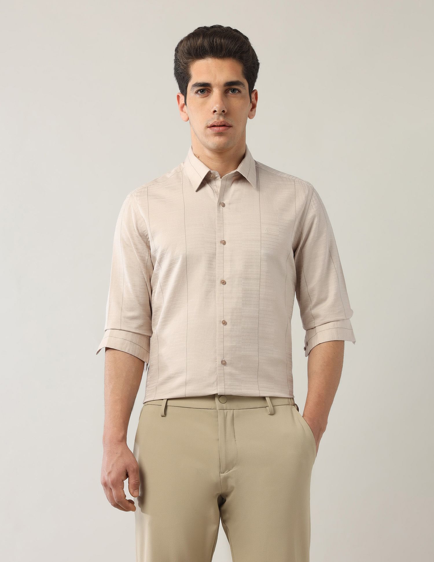 Arrow Newyork Manhattan Slim Fit Pure Cotton Satin Shirt