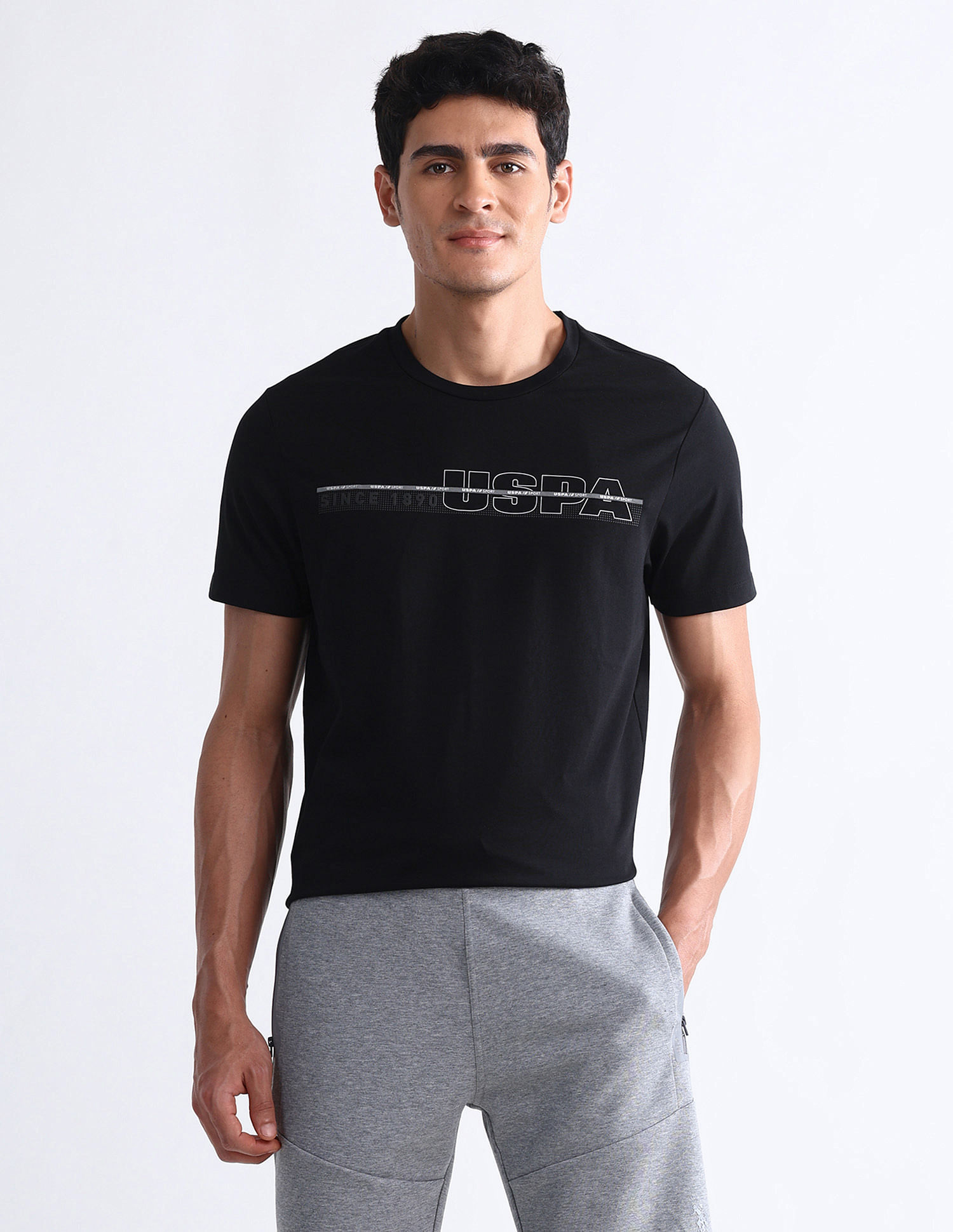 USPA Active Brand Printed Slim Fit Active T-Shirt
