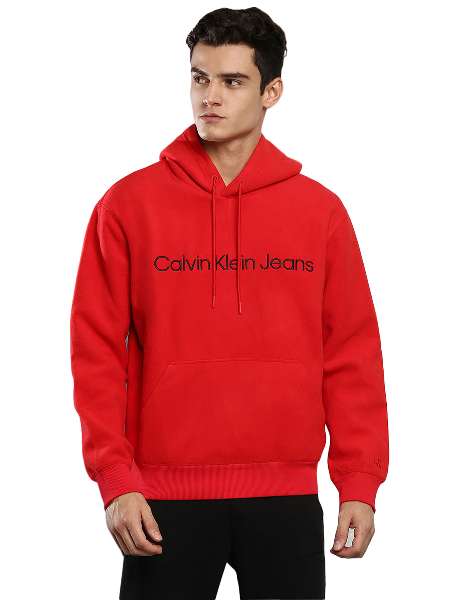 Buy Calvin Klein Men Red Hooded Heavy Double Face Sweatshirt - NNNOW.com