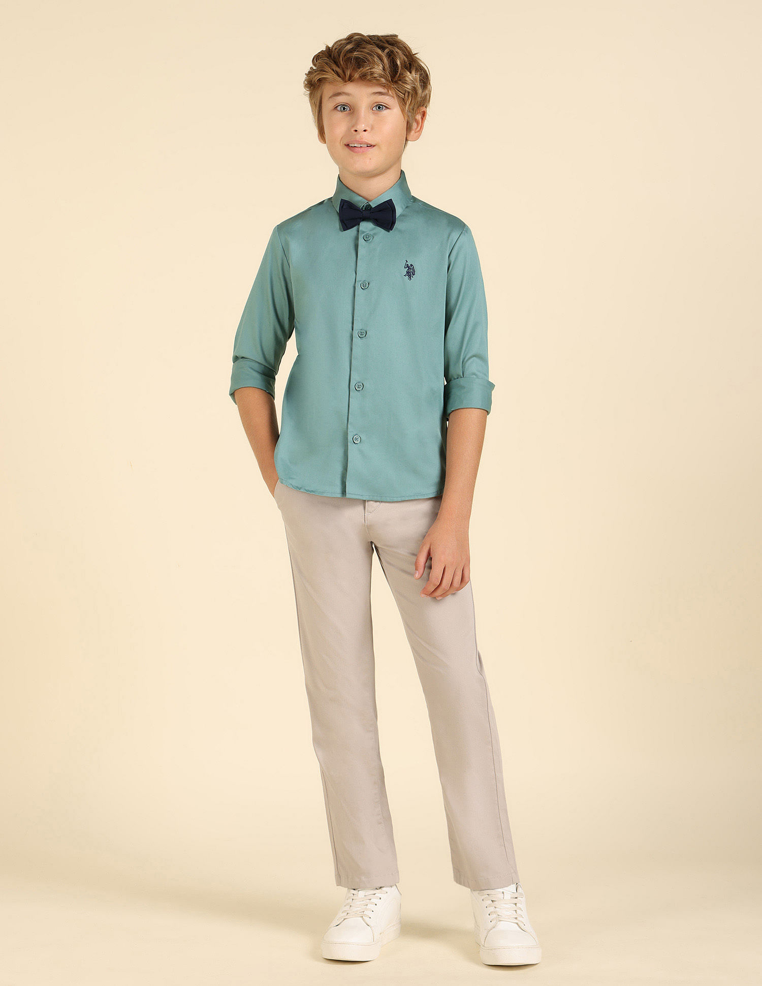 U.S. Polo Assn. Kids Boys Pure Cotton Regular Fit Shirt