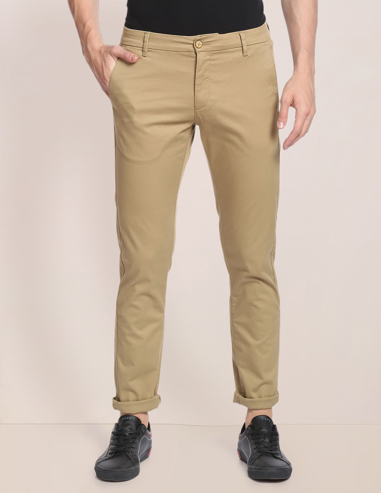 U.S. Polo Assn. Herringbone Textured Casual Trousers
