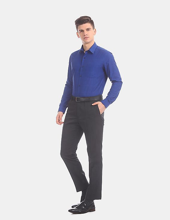 Arrow Newyork Slim Fit Barrel Cuff All Over Check Formal Shirt
