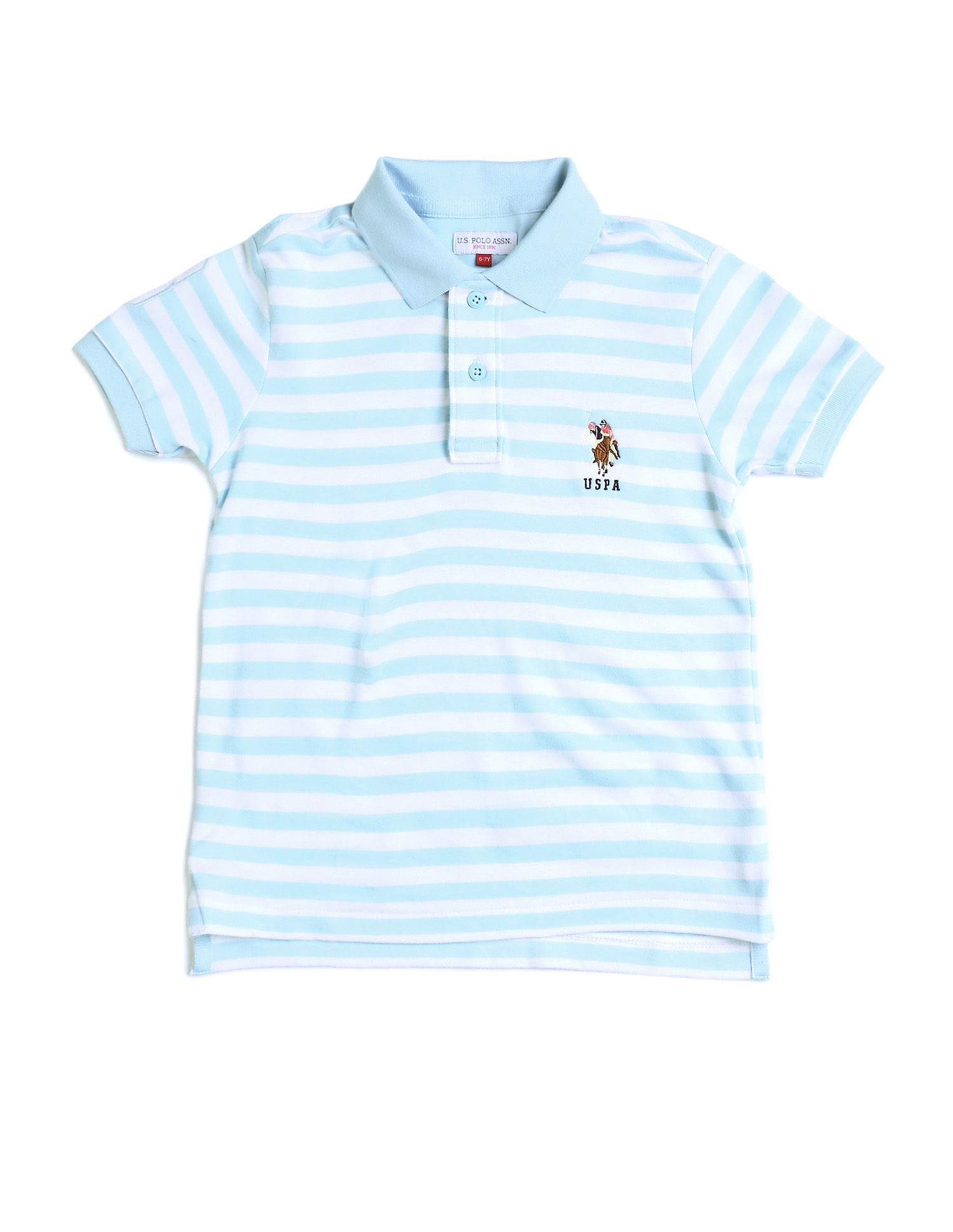 U.S. Polo Assn. Kids Boys Horizontal Striped Regular Fit Polo T shirt