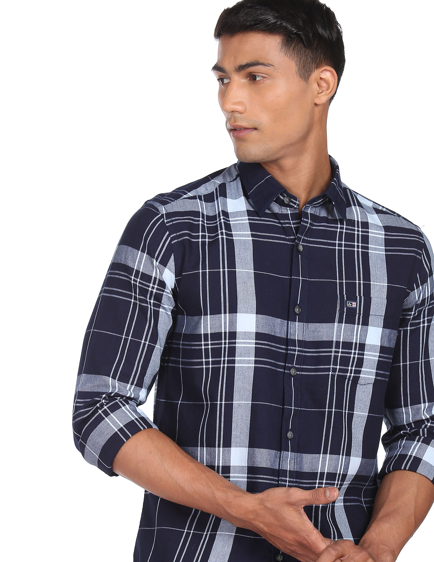 Arrow sports men's checkered slim fit casual sales shirt