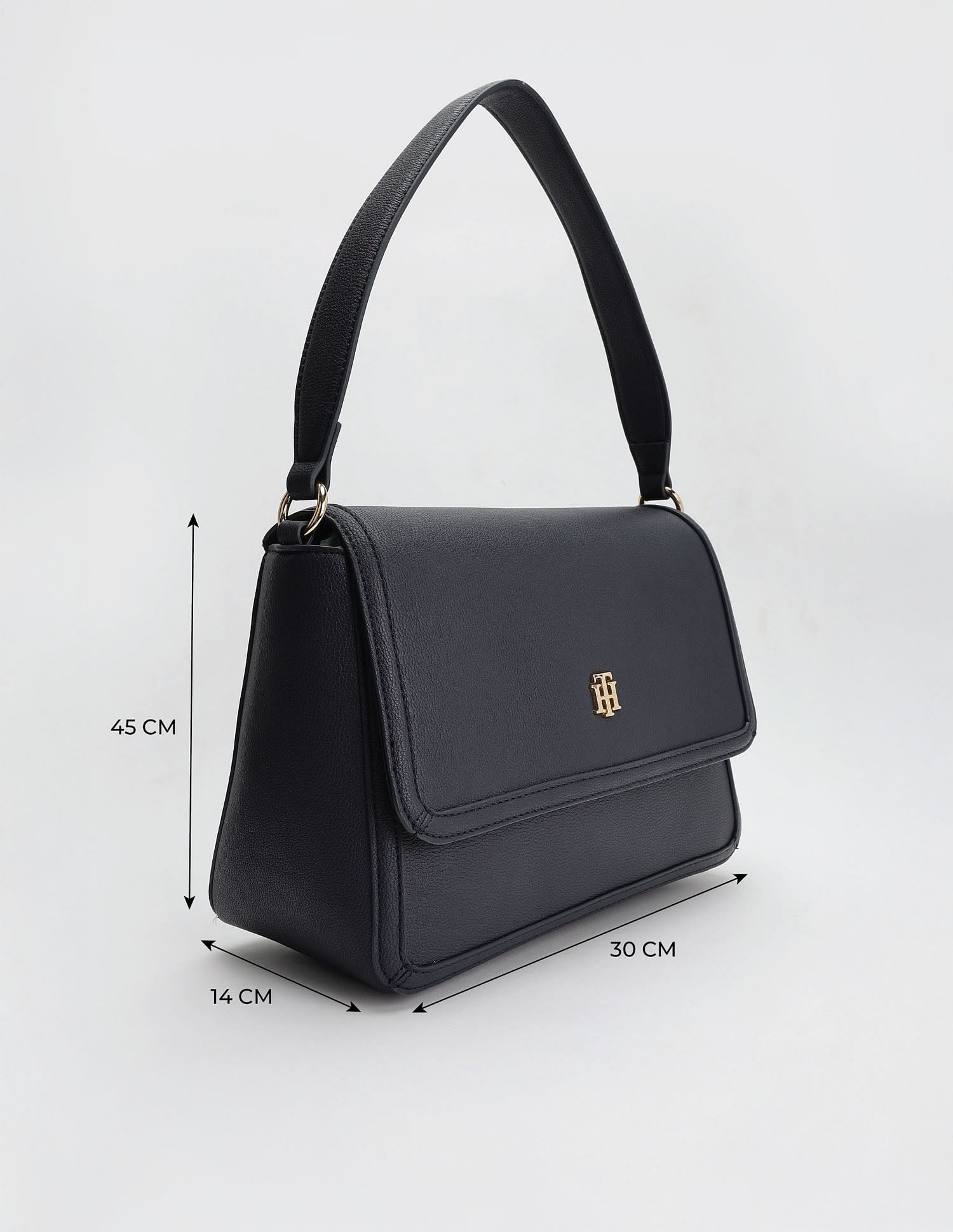 Tommy Hilfiger Solid Blue Pu Hand Bag