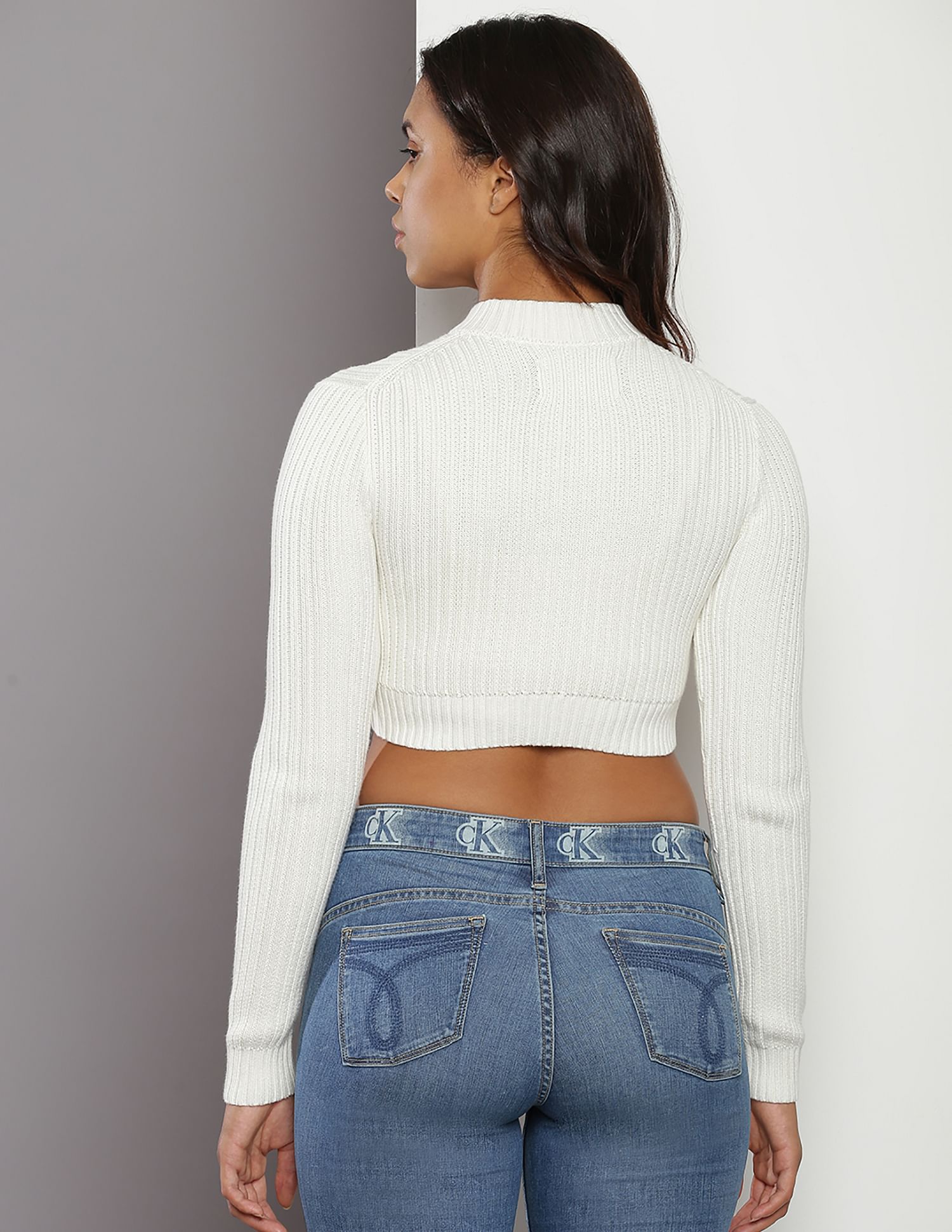 Buy Calvin Klein Organic Cotton Cropped Zip Up Sweater NNNOW