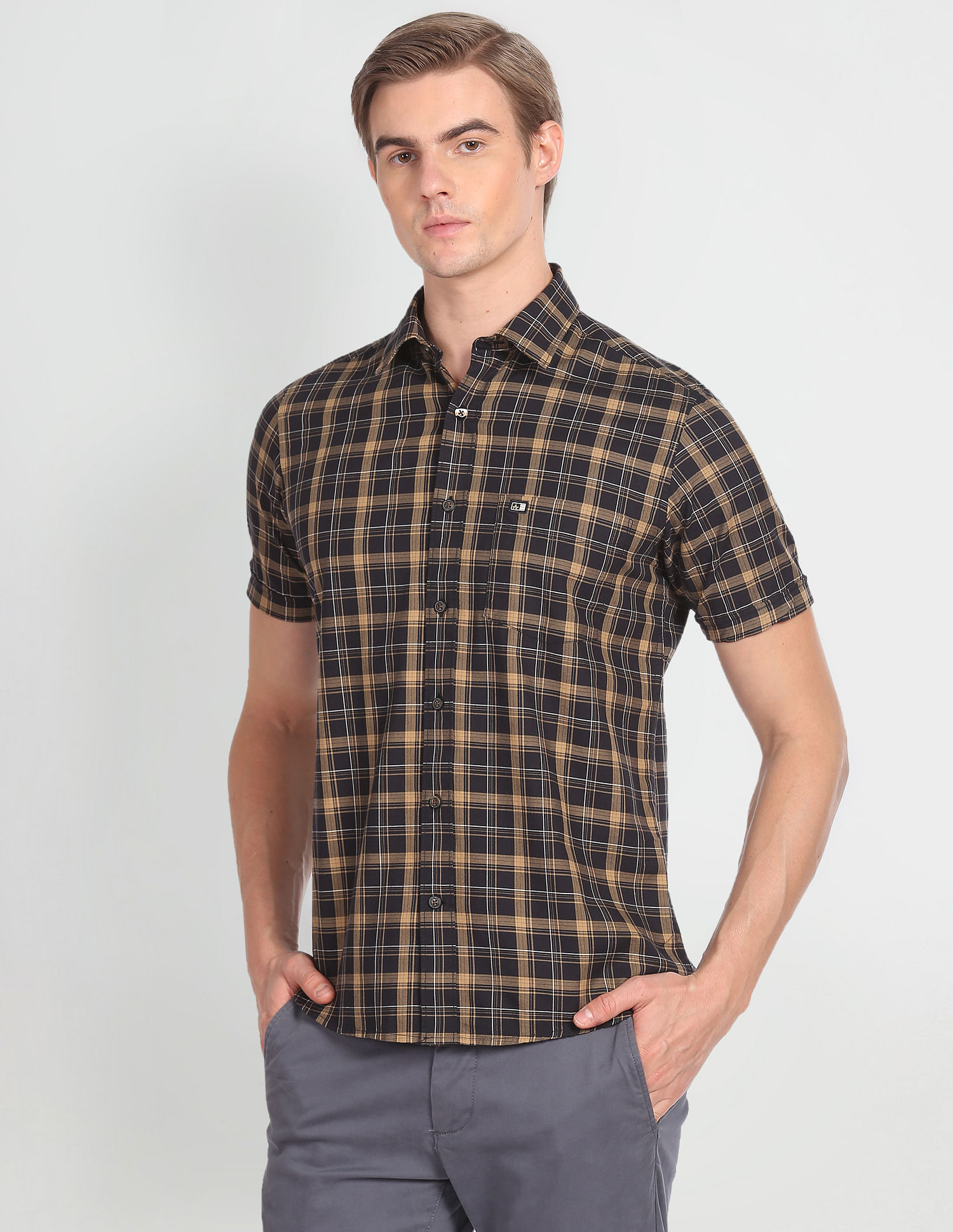Arrow Sports Tartan Check Twill Casual Shirt