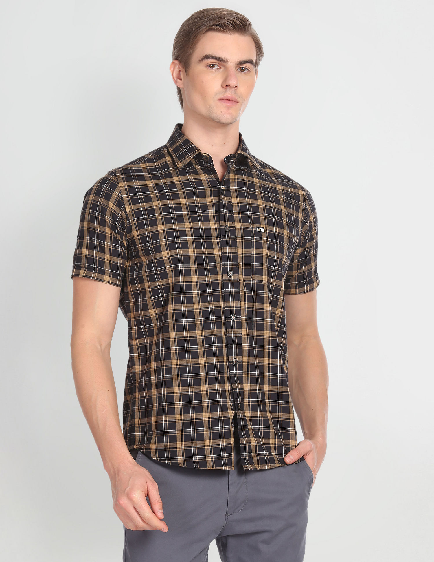 Arrow Sports Tartan Check Twill Casual Shirt