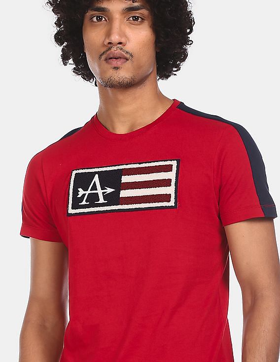 Arrow Sports Contrast Panel Logo Applique T-Shirt