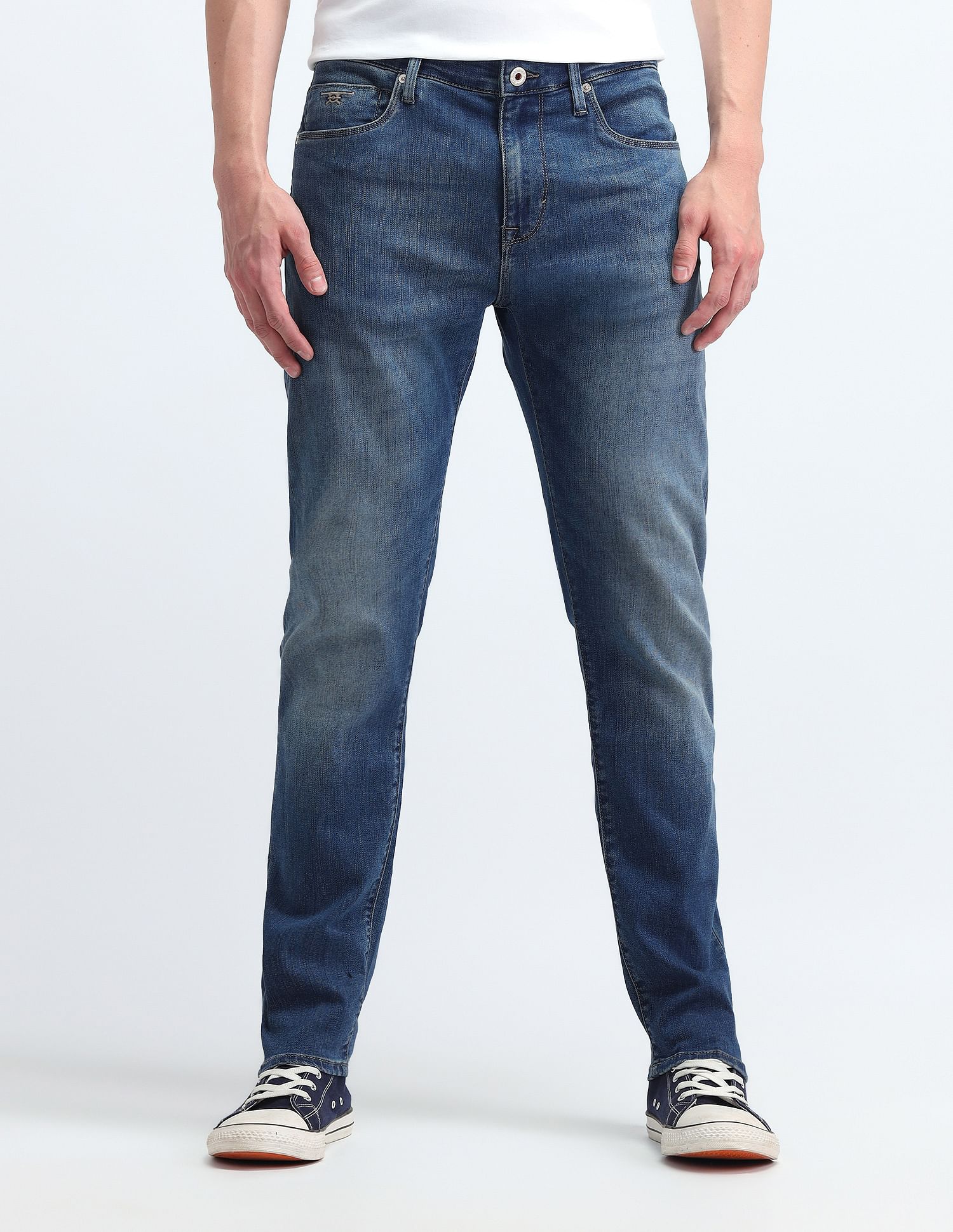 Flying Machine Mid Rise Slash Slim Tapered Fit Jeans