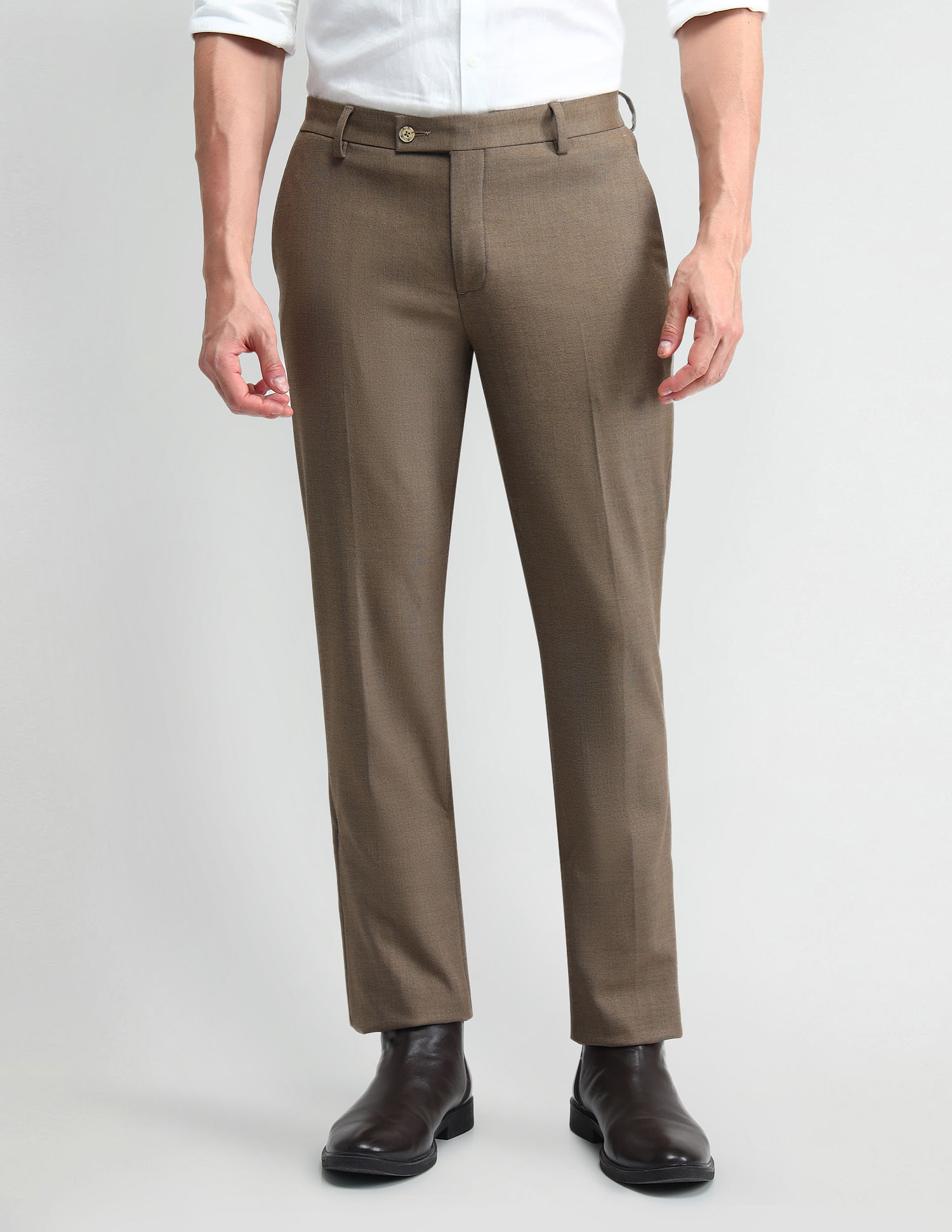 Arrow Regular Fit Solid Trousers