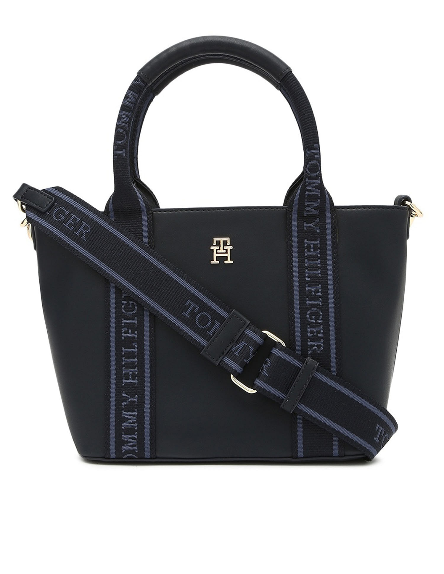 Tommy Hilfiger Solid Blue Pu Handbags