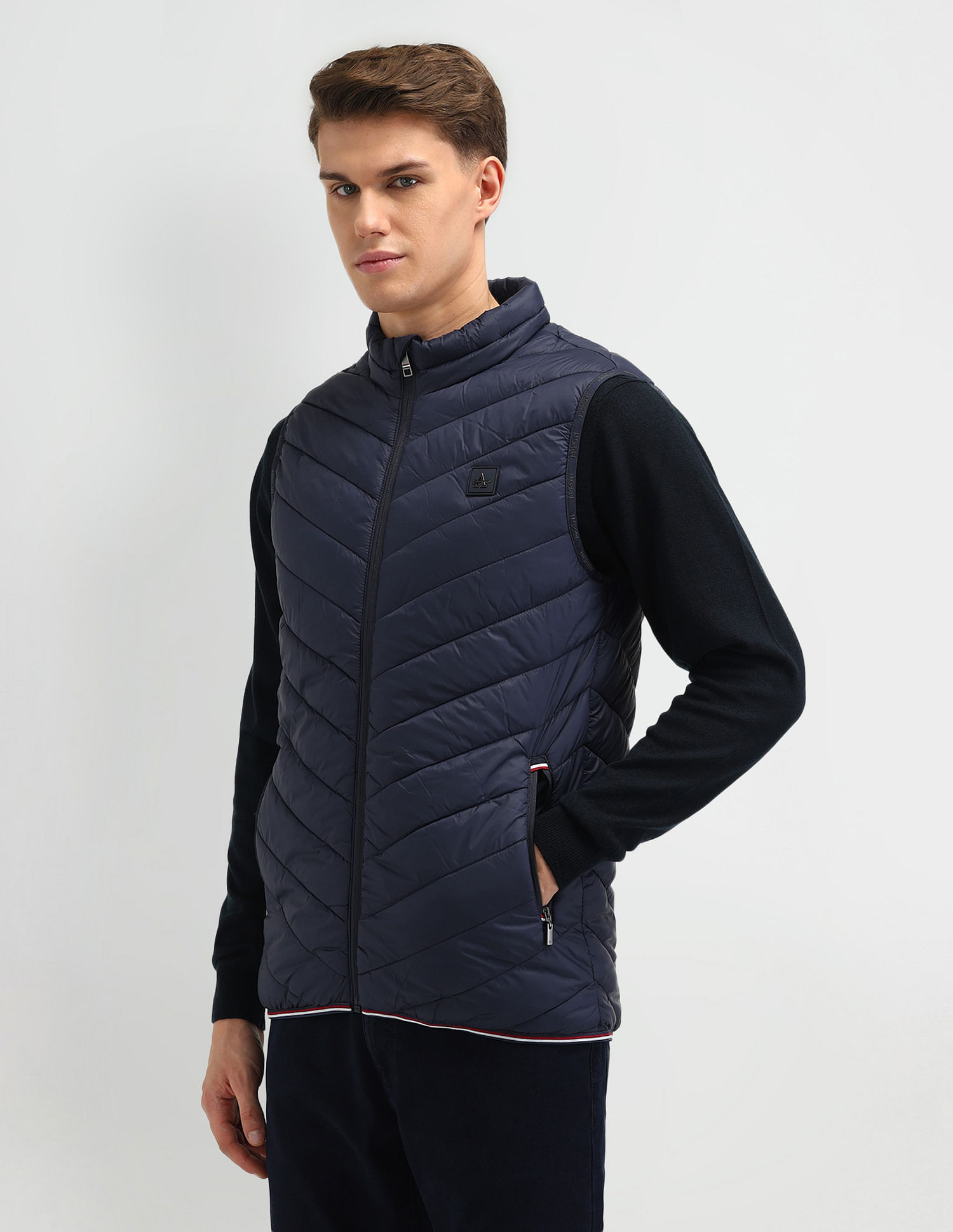 Arrow Sport Solid Regular Fit Reversible Packable Jacket