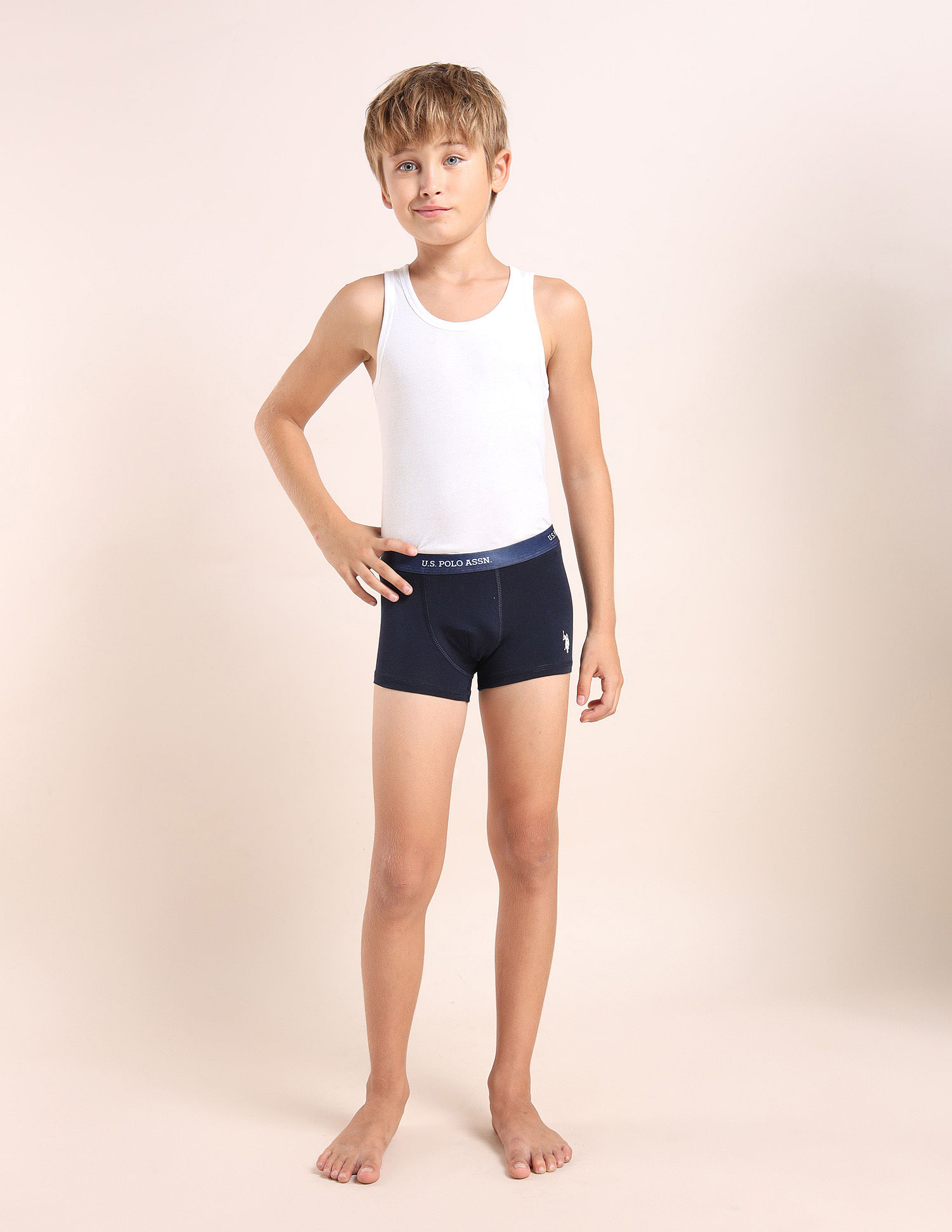 USPA Innerwear Boys Mid Rise Cotton Spandex Trunks - Pack Of 3