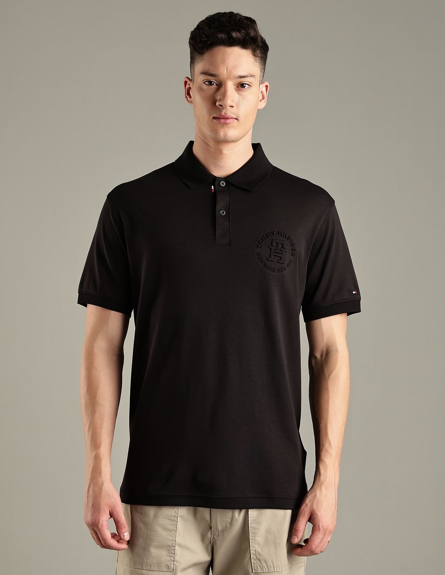 Tommy Hilfiger Solid Regular-Fit Cotton Polo Shirt