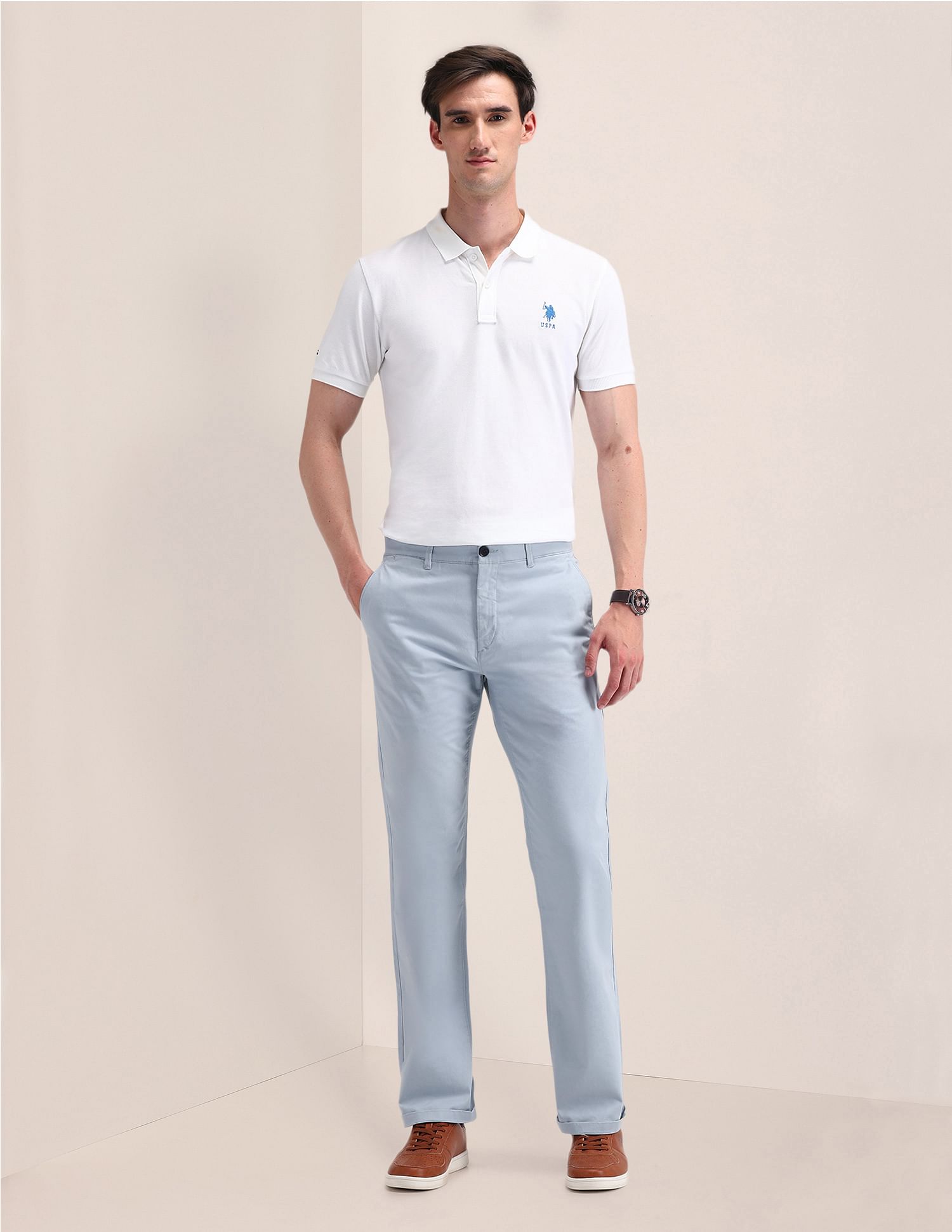 U.S. Polo Assn. Riley Straight Fit Solid Trousers