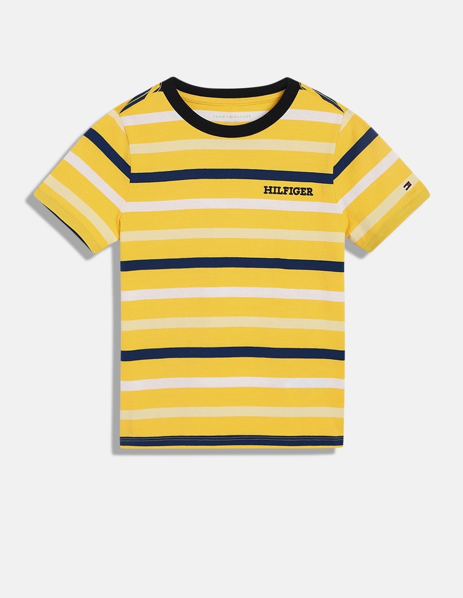Tommy Hilfiger Boys Yellow Horizontal Striped T-Shirt