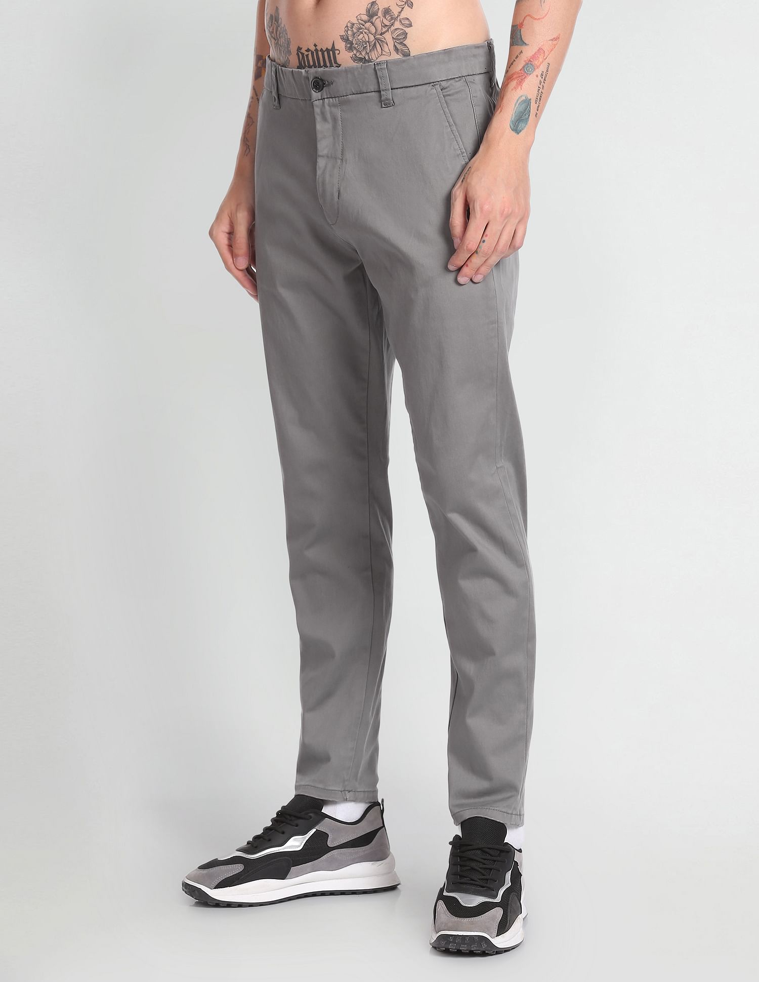 Flying Machine Mid Rise Slim Tapered Trousers