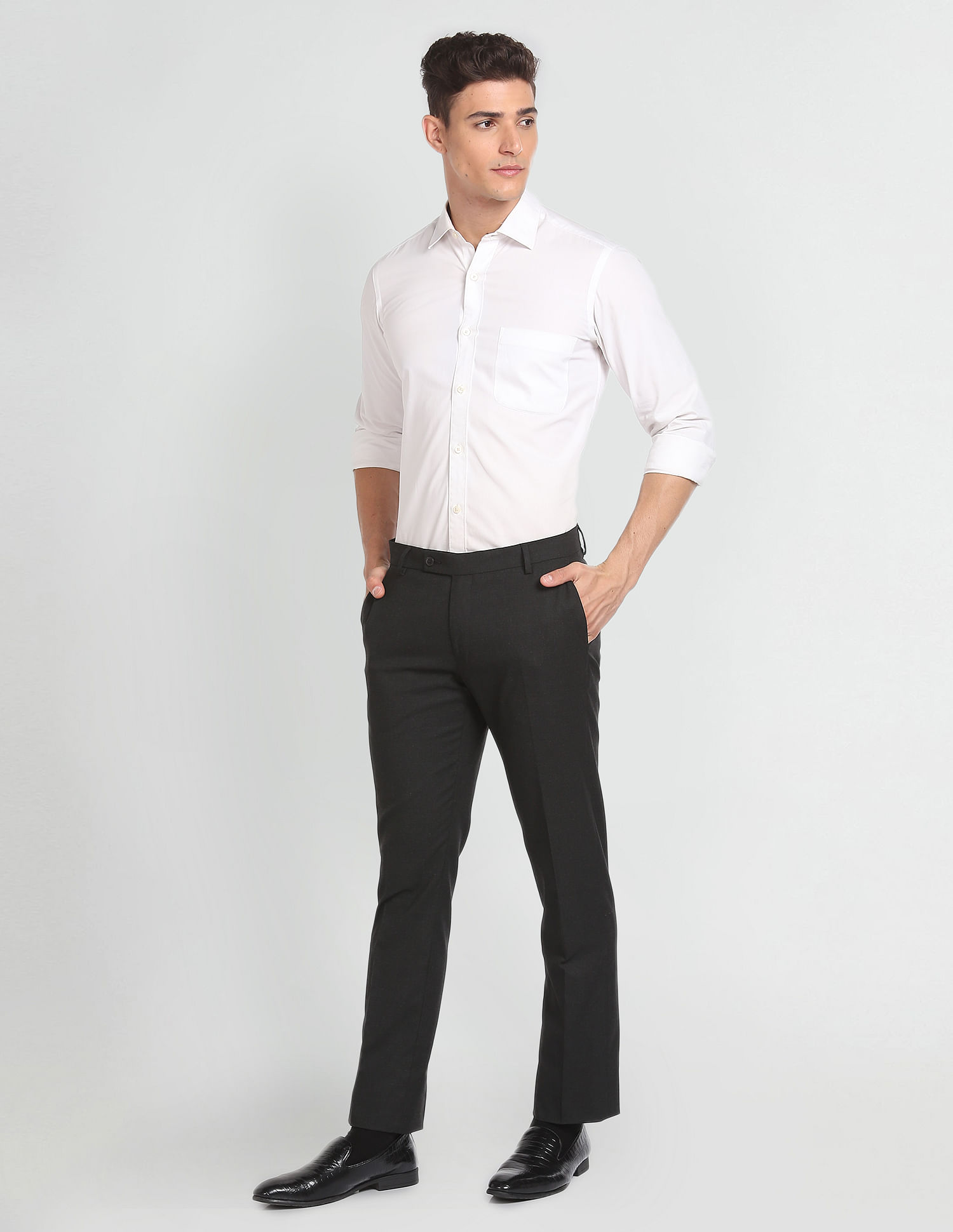 Arrow Heathered Hudson Tailored Regular Fit Trousers