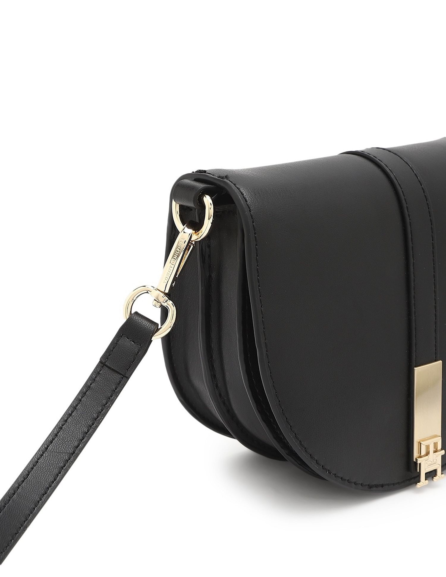 Tommy Hilfiger Solid Black Pu Sling Bag