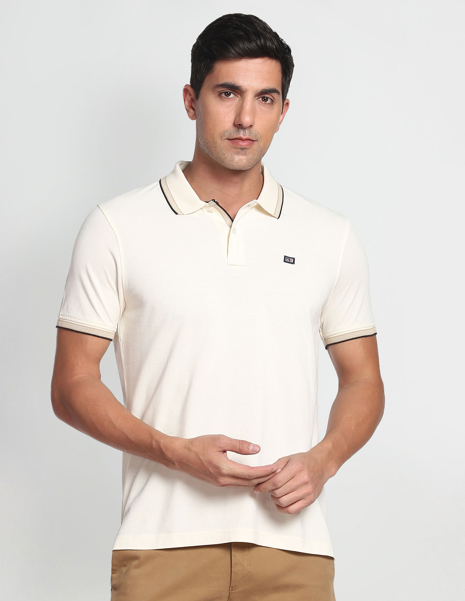 Arrow Sports Patterned Collar Cotton Polo Shirt