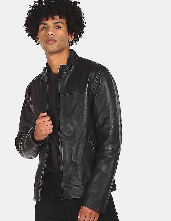 Calvin klein real shops leather jacket