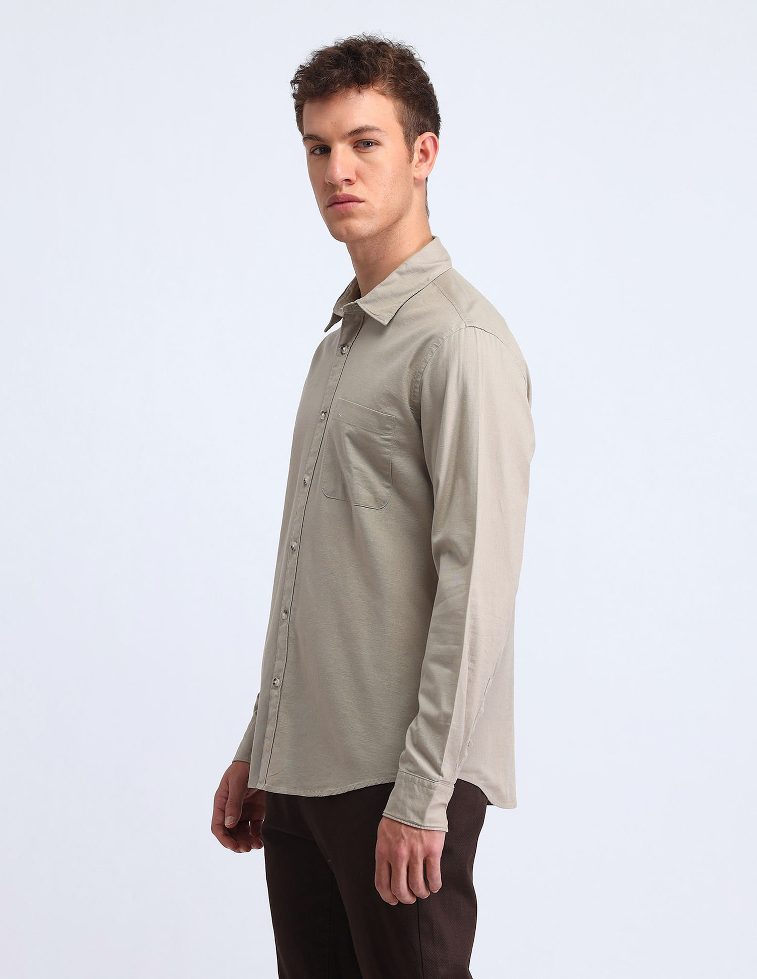 Flying Machine Slim Fit Solid Cotton Shirt
