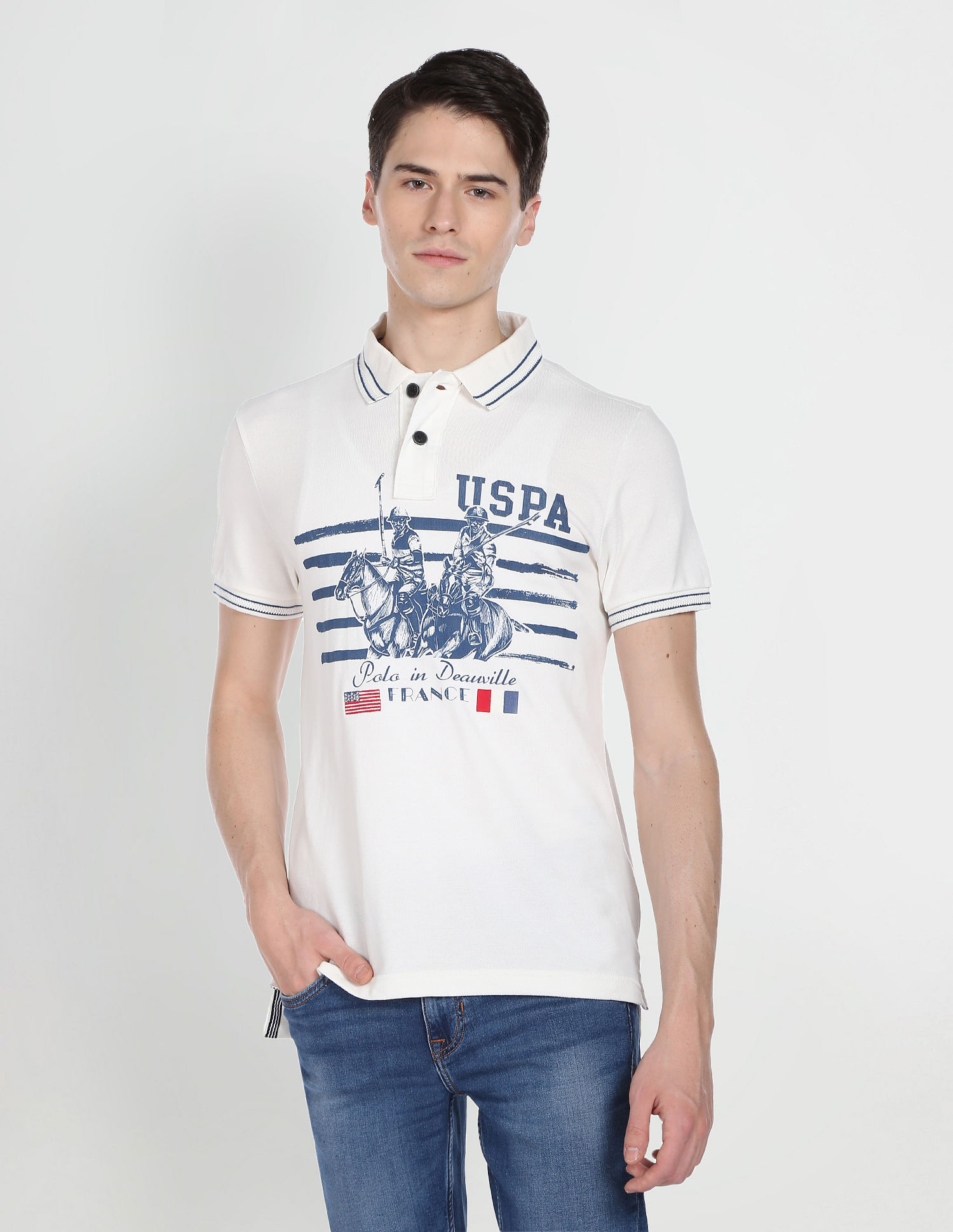 U.S. Polo Assn. Denim Co. Brand Print Pique Polo Shirt