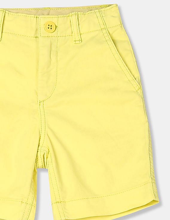 Buy GAP Boys Yellow Solid Lived In Khaki Shorts With Stretch