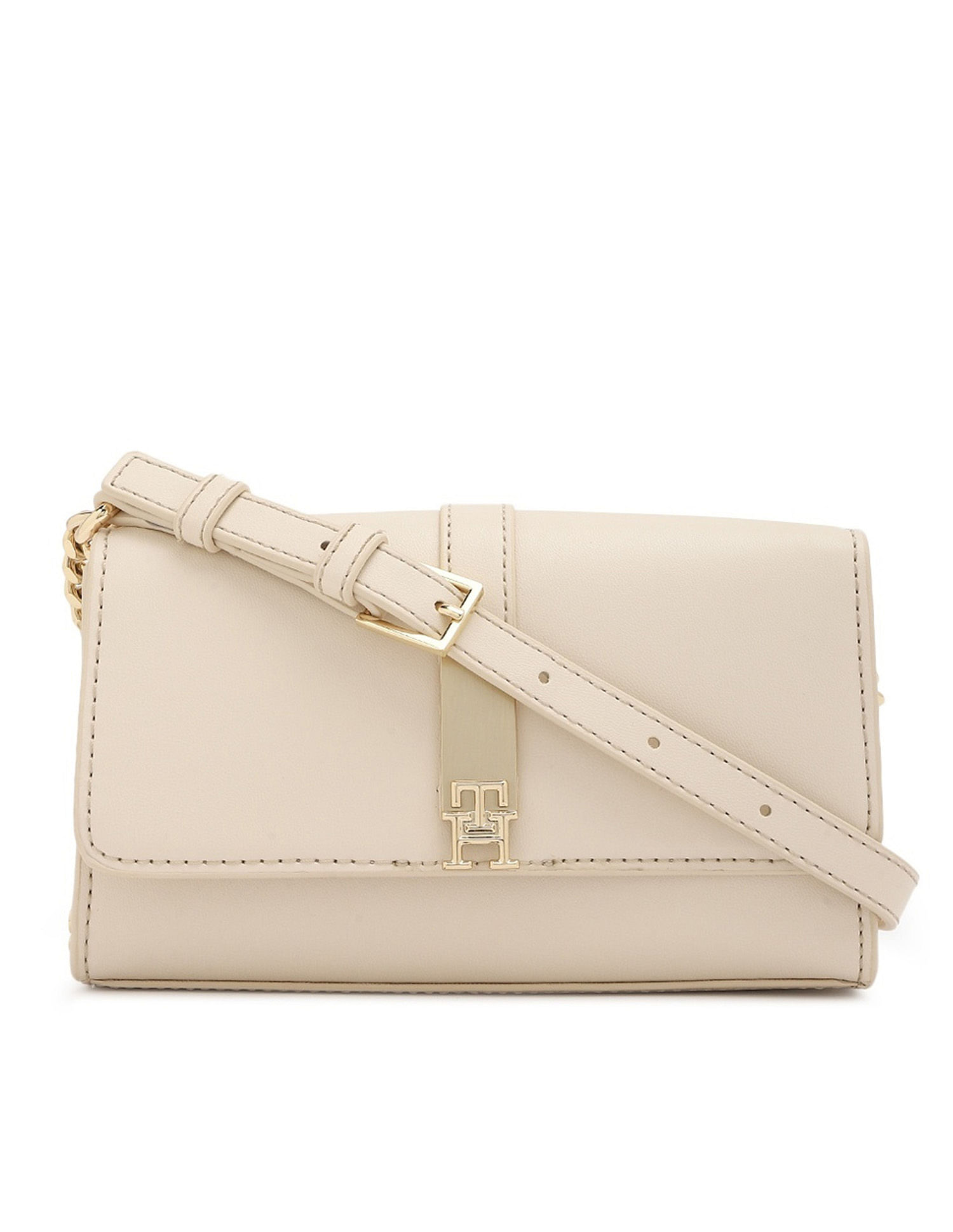 Tommy Hilfiger Solid Beige Pu Sling Bag