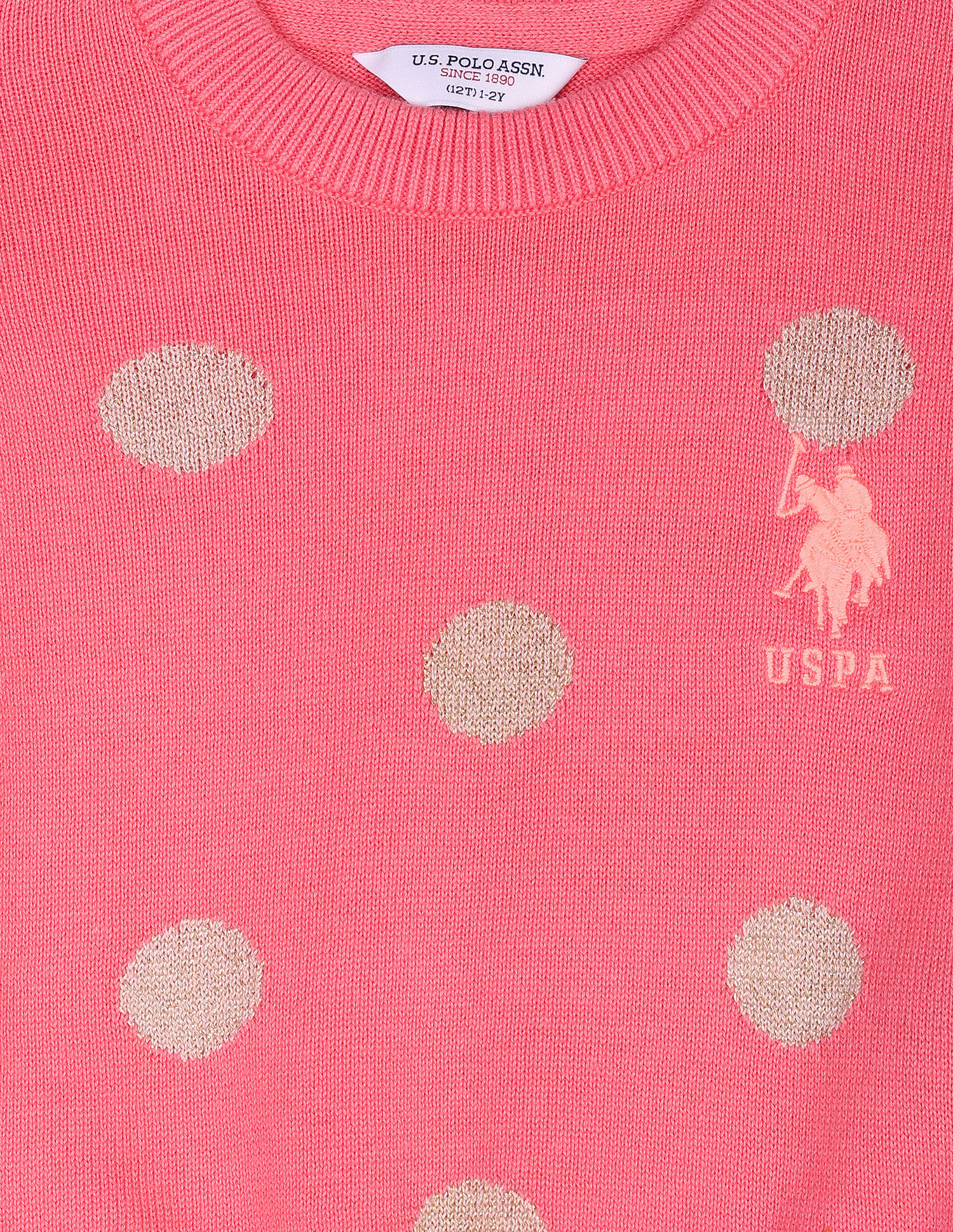 U.S. Polo Assn. Kids Crew Neck Polka Dot Sweater