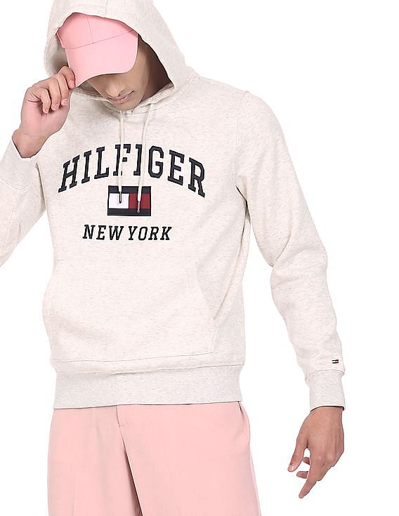 Buy Tommy Hilfiger Men White Modern Varsity Logo Hooded Sweatshirt